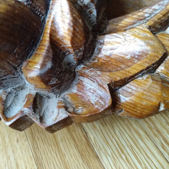 Vintage Cherub Carved Wood Angel Shelf Wall Mounted Altar Chunky Smiling Happy - Picture 3 of 16